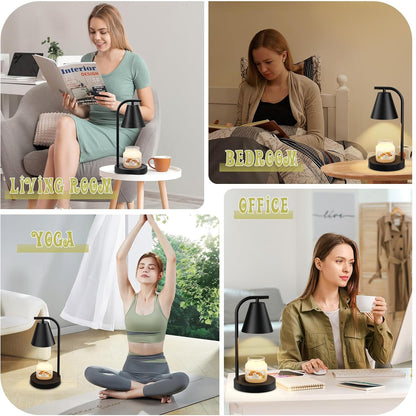 Hong-in Candle Warmer Lamp - with Timer & Dimmer, Modern Home Decor House Warming Gifts Wax Melt Warmer for Jar Candles, Cozy Birthday Gift for Women Mom (Black)