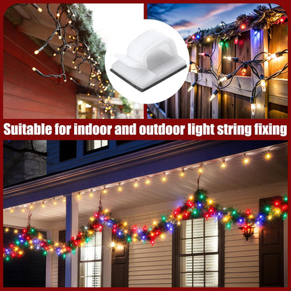 Blulu 100 Pcs Adhesive Cable Wire Clips, Outdoor Light Clips, Cord Management Wire Organizer Cord Holder for Holiday String Lights, Under Desk, Car, Wall, TV PC Ethernet Cable(Small,Clear)