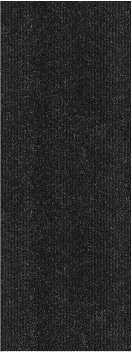 Ottomanson Mud Mat 2' x 4' Entryway Rug - Non-Slip Scraper Doormat for Muddy Paws, Dirt Trapping Indoor/Outdoor Mat for High-Traffic Areas, Kitchen, Garage, Patio, Black