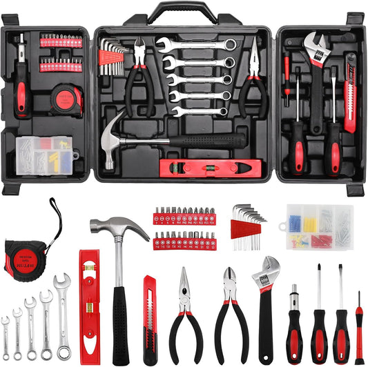 TLGREEN 147 Pieces Tool Set, Tool Kit for Home, Basic Tool Kit with Storage Tool Box, Screwdrivers, Adjustable Wrench, Pliers, Knife,General Household Hand Tool Set for Home, Car, Dorm, Garage