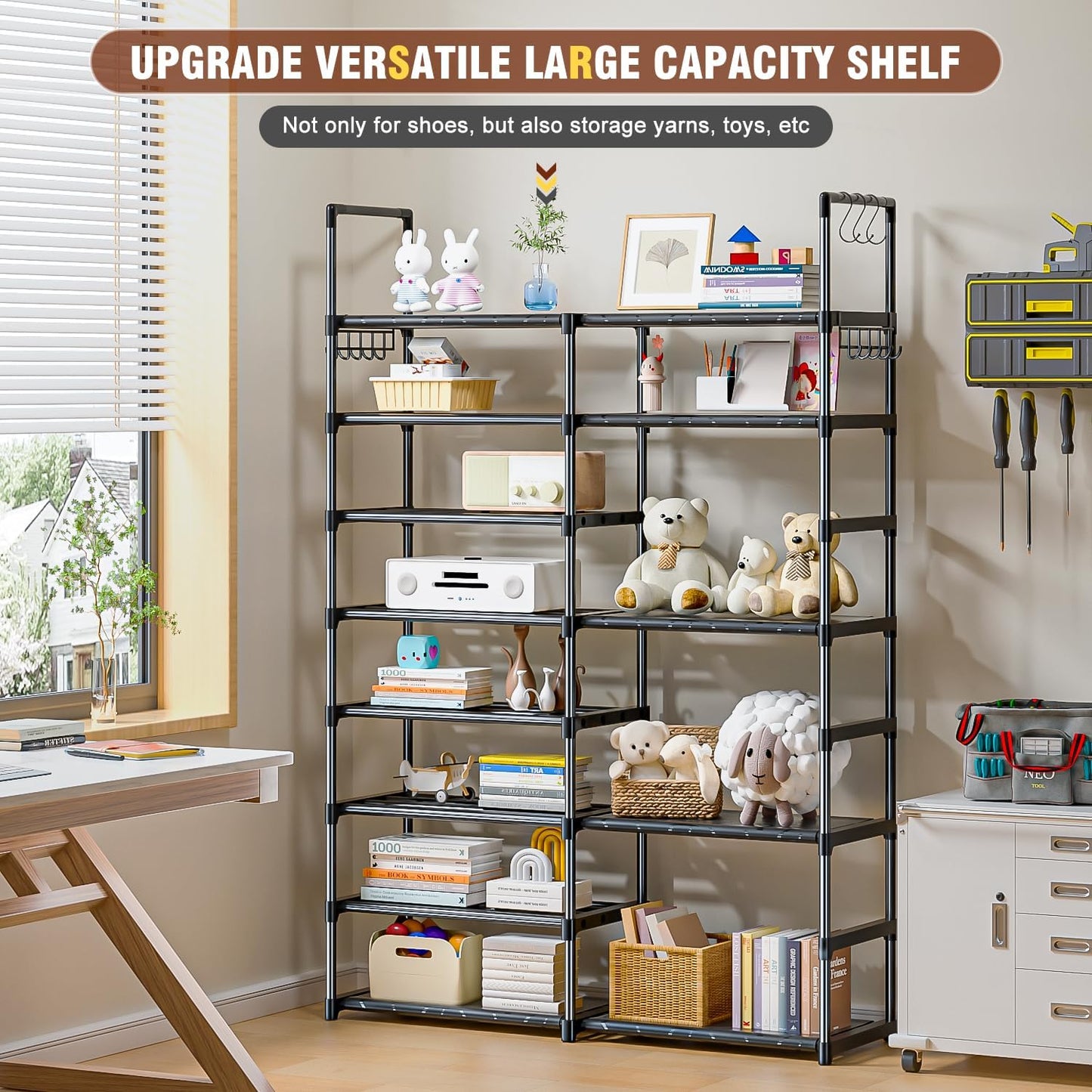 OYREL Sturdy Metal Organizer for Narrow Closets, Shoe Shelf Stand