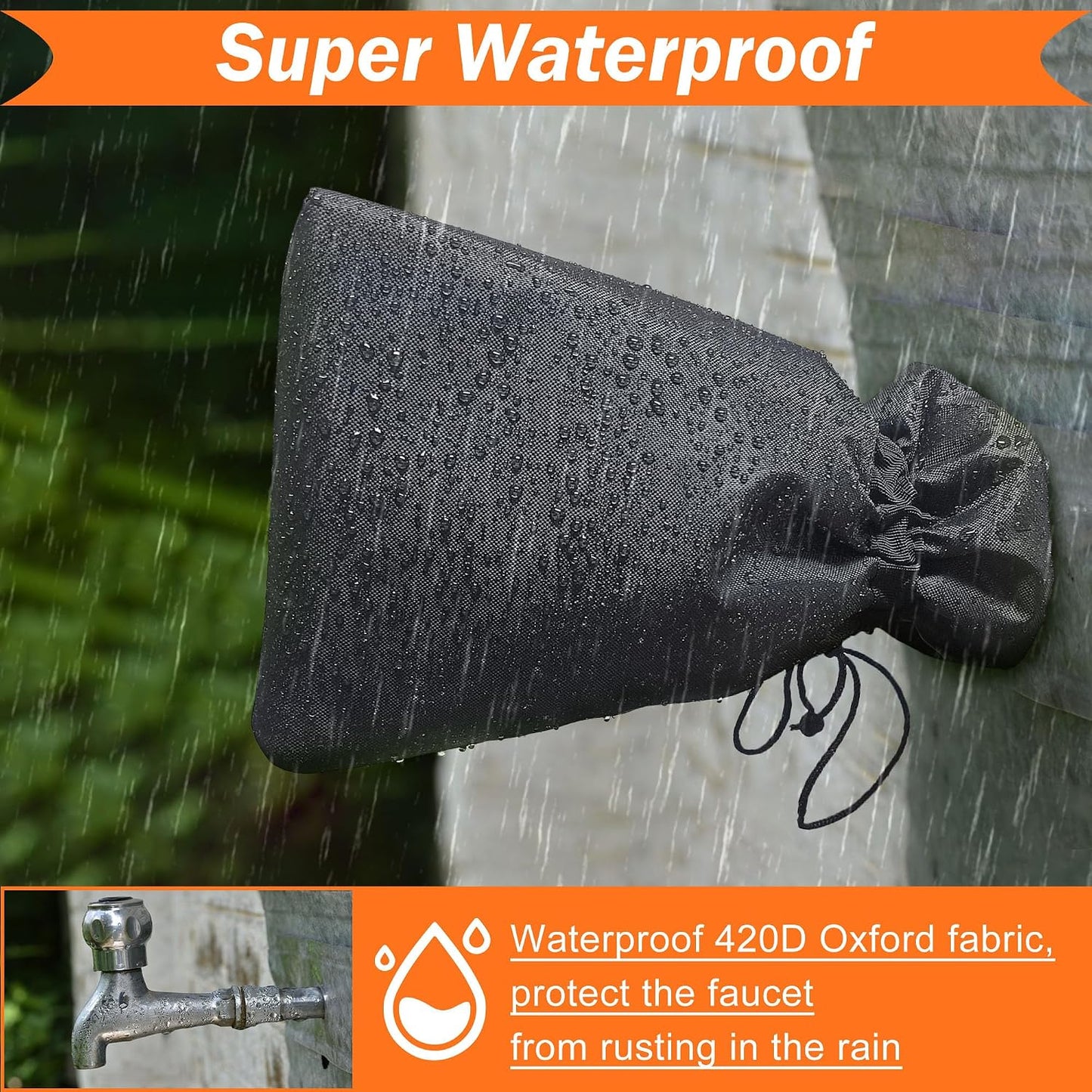 2 Pack Outdoor Faucet Covers for Winter Freeze Protection, Thickened 10"H x 6.3"W Outside Garden Faucet Socks,Waterproof Insulated Hose Bib Spigot Cover with 420D Oxford Fabric & Aluminum Foil
