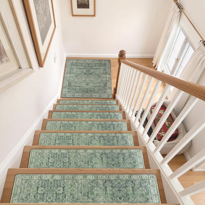 OJIA Extra Non-Slip Stair Treads for Wooden Steps 15PCS, 30"X8" Rubber Indoor Stair Runner Slip Resistant Stair Rugs Safety Mats for Dogs, Kids & Elders, Stairway Grip Step Treads, Gray