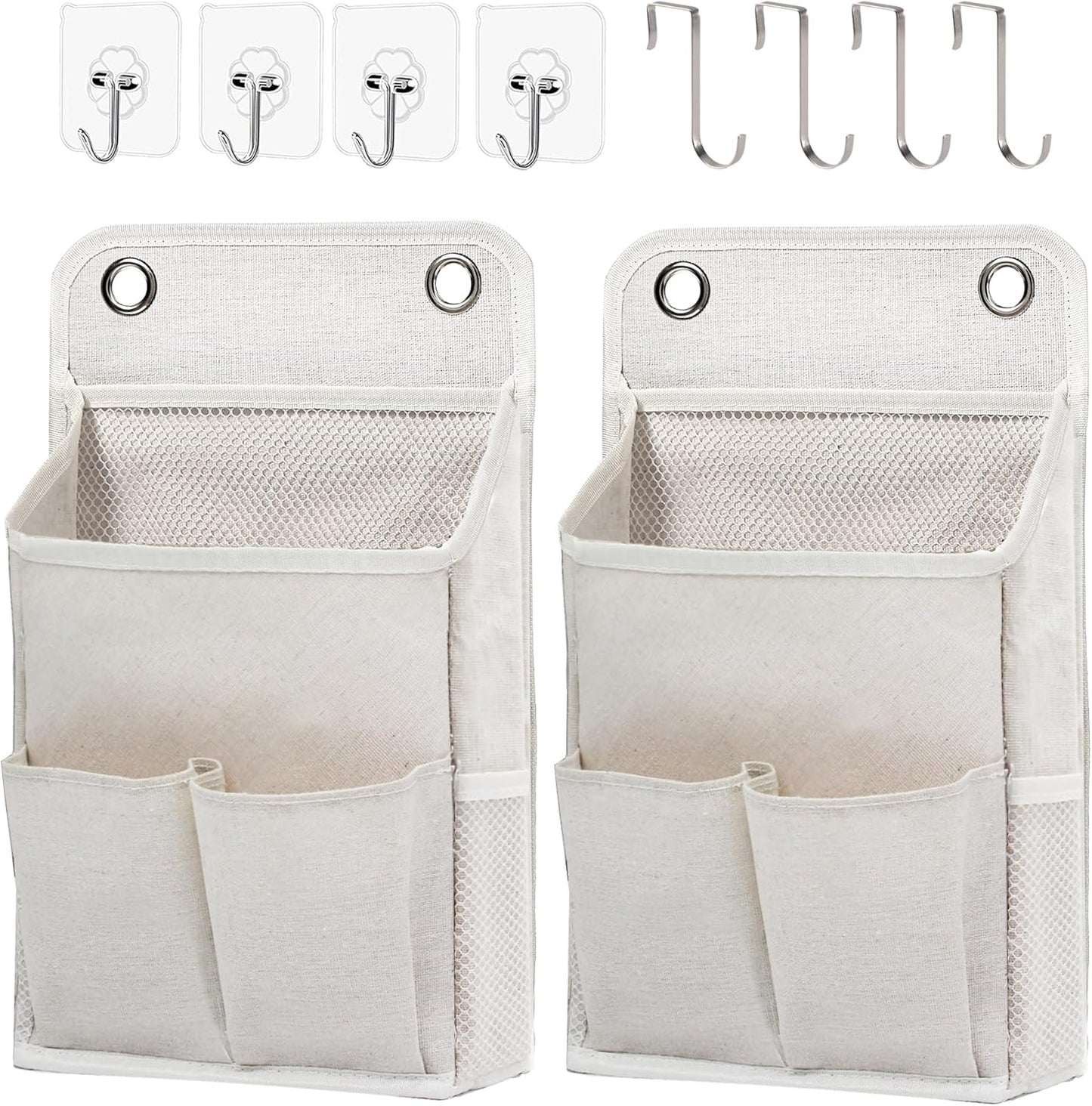 Hanging Basket for Organizing, Wall Organizer with Pockets and Over The Door Organizer，Can for Home, Closet, Office and Camper (1 White)