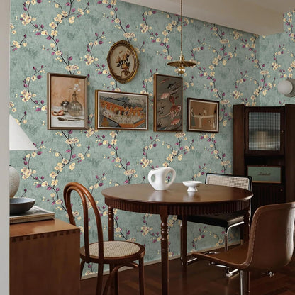 SOON AFTER 17.5”x120” Floral Peel and Stick Wallpaper Flower Tree Contact Paper Self Adhesive Removable Modern Sage Green Wall Paper Decorative Wall Covering Countertop Vinyl Film Roll