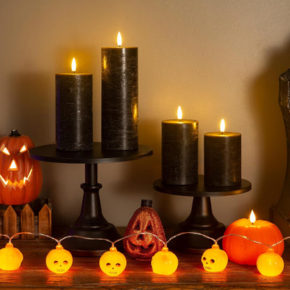 LUSHARBOR Flameless Candles, 4 Pack Battery Operated Candles with Remote, Real Wax LED Fake Candles with Timer Flickering for Christmas Wedding Home Party D3 H 5" 6" 7" 9" White