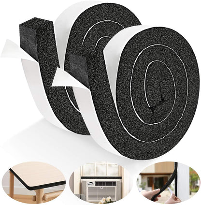 Seal Foam Tape,1/2 Inch W x 1/8 Inch T Weather Stripping for Door and Window,High Density Single Sided Closed Cell Door Insulation Weather Strip, 3 Rolls Total 50FT Black