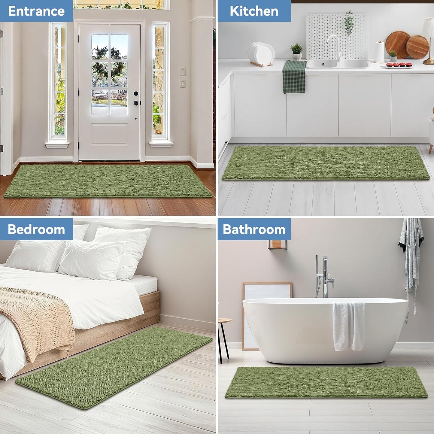 Bcoimo Bathroom Rugs 24x17, Bath Mats for Bathroom Non Slip with Rubber Backing,High Absorbent Microfiber Bath Rugs Quick Drying, Machine Washable, Durable Decor