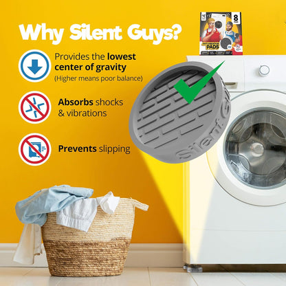 Silent Guys 8 Pack Anti Vibration Pads for Washing Machine - Grey Machine Anti Vibration Pads Vibration Isolation Pads Washing Machine Shock Absorber Washing Machine Leveling Feet