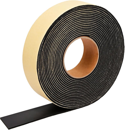 Weather Stripping Door Seal Strip 30 Feet, 2 Inch Wide X 1/8 Thick Black Foam Seal Tape Strong Adhesive for Doors and Windows Insulation, Soundproofing, Rattle