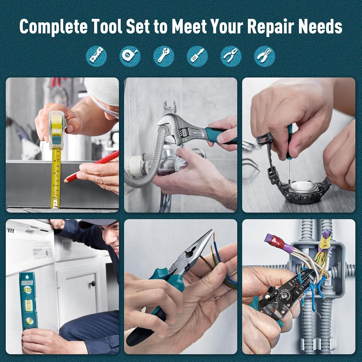 Sundpey Home Tool Kit 281-PCs - Portable Complete Basic Repair General Hand Tool Sets for Men Women - Full Tool Set with Socket Wrench Set & Screwdriver Set & Metric Hex Key & Pliers & Tool Box Case