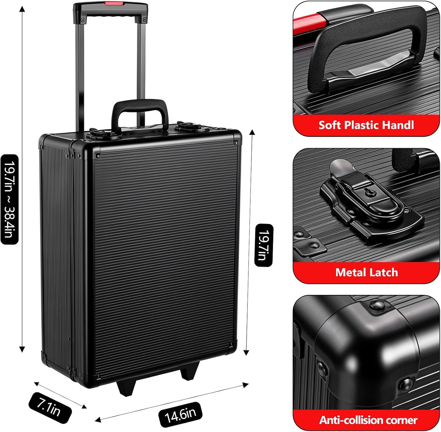 TLGREEN 799pcs Mechanic Tool Set with Aluminum Trolley Case,Home Repair Tool kit,Complete Tool Box Set for Home,Automotive,Dorm,Garage,Black