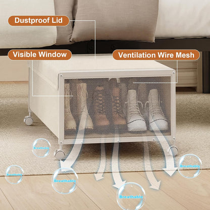 2 Pack Under the Bed Storage Containers,10 inch Height Under Bed Shoe Storage,31inch Long Underbed Storage with Wheels,Large Rolling under bed Clothes Storage Drawers with Lid for Dorm Tall ,Black