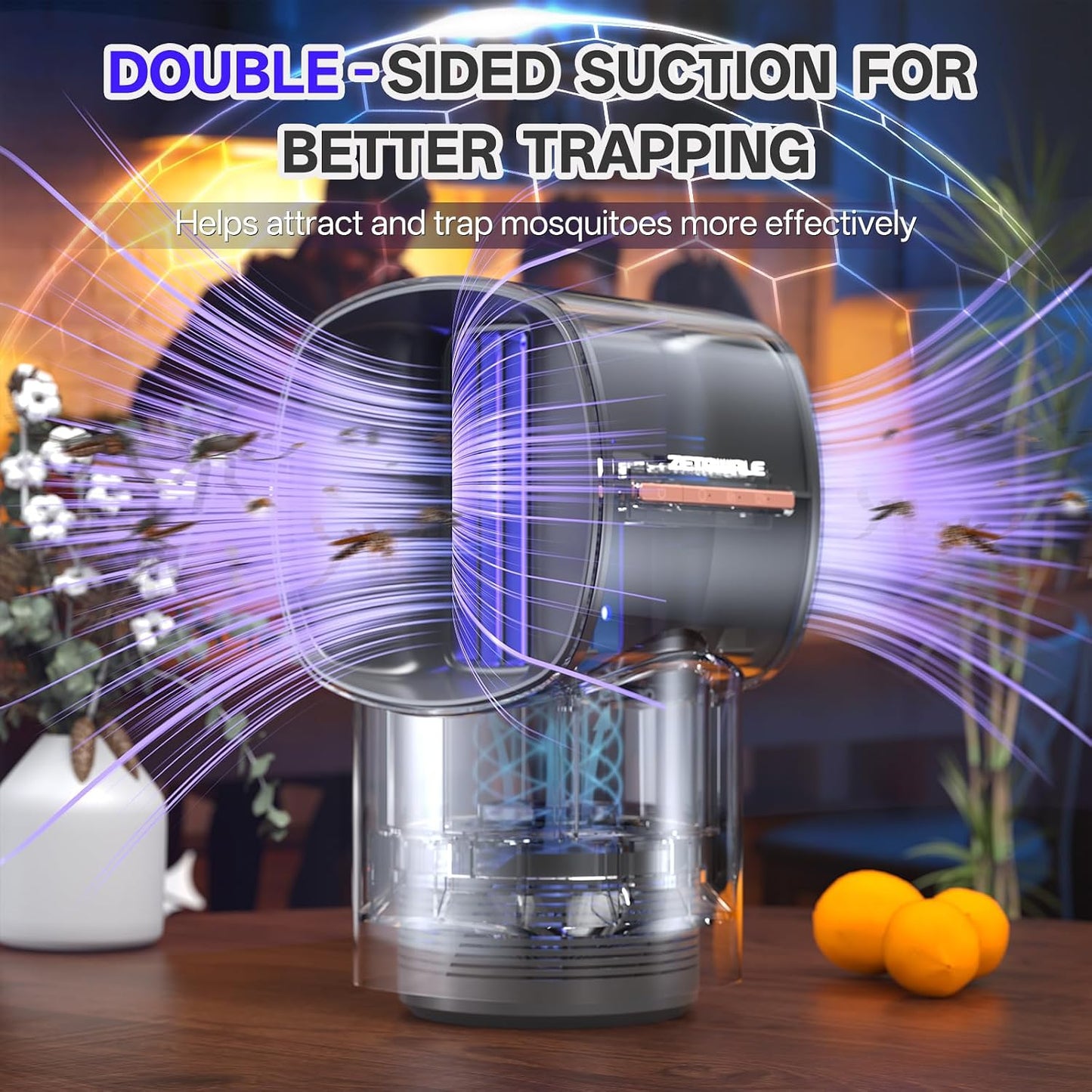 Fruit Fly Traps for Indoors, Gnat and Insects Catcher for House with UV Light, Heat Lure, Fan Suction, Ideal for Kitchen, Patio, Plant Pots, Bedroom, 5 Sticky Pads Included, USB-C Powered