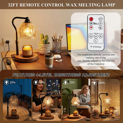 Candle Warmer Lamp with Timer and Wireless Remote Control, Dimmable Candle Warmer for Jar Candles, Height Adjustable Wax Melts Warmer, Mothers Day Birthday Gift for Women, House Warming New Home Decor