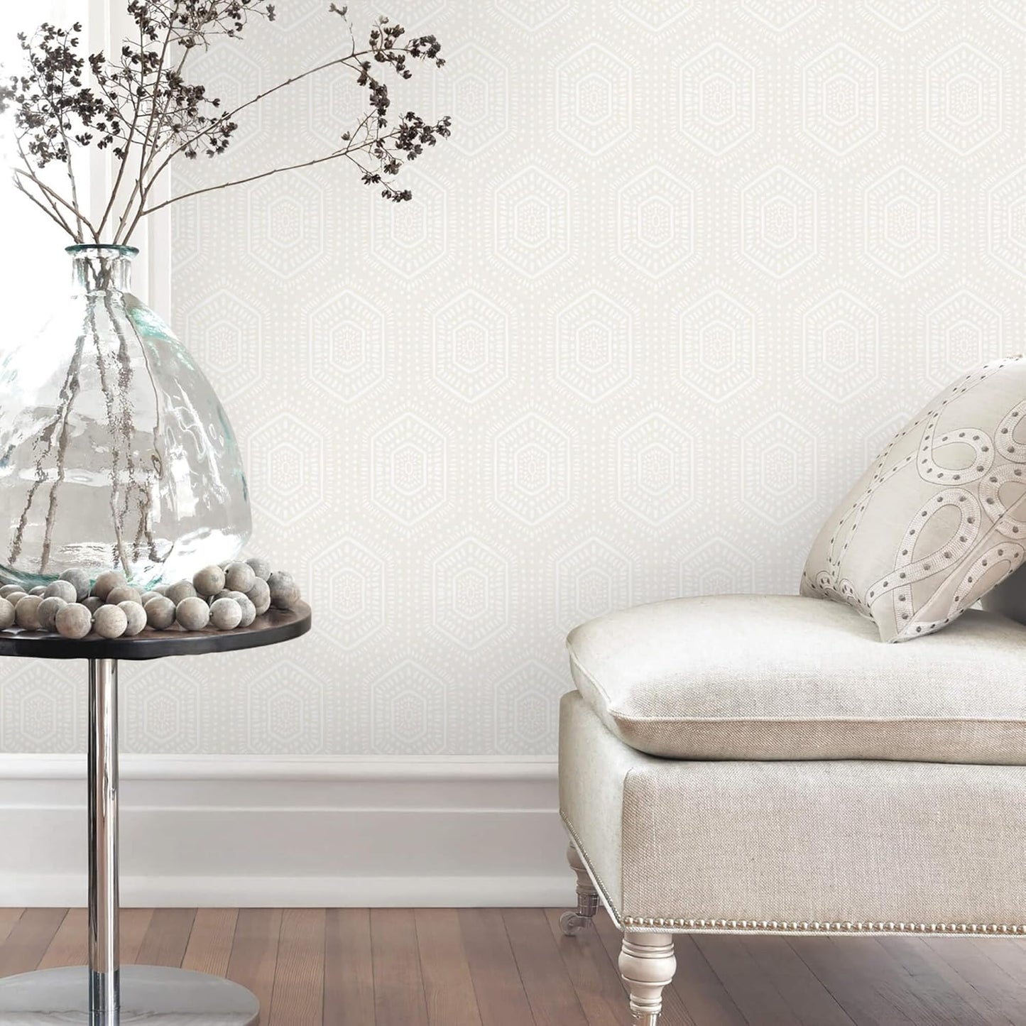 Heroad Boho Peel and Stick Wallpaper Beige Renter Friendly Wall Paper Peel and Stick Modern Contact Paper Neutral Geometric Wallpaper for Bedroom Bathroom Cabinets Decor Vinyl Waterproof 17.3"x78.7"