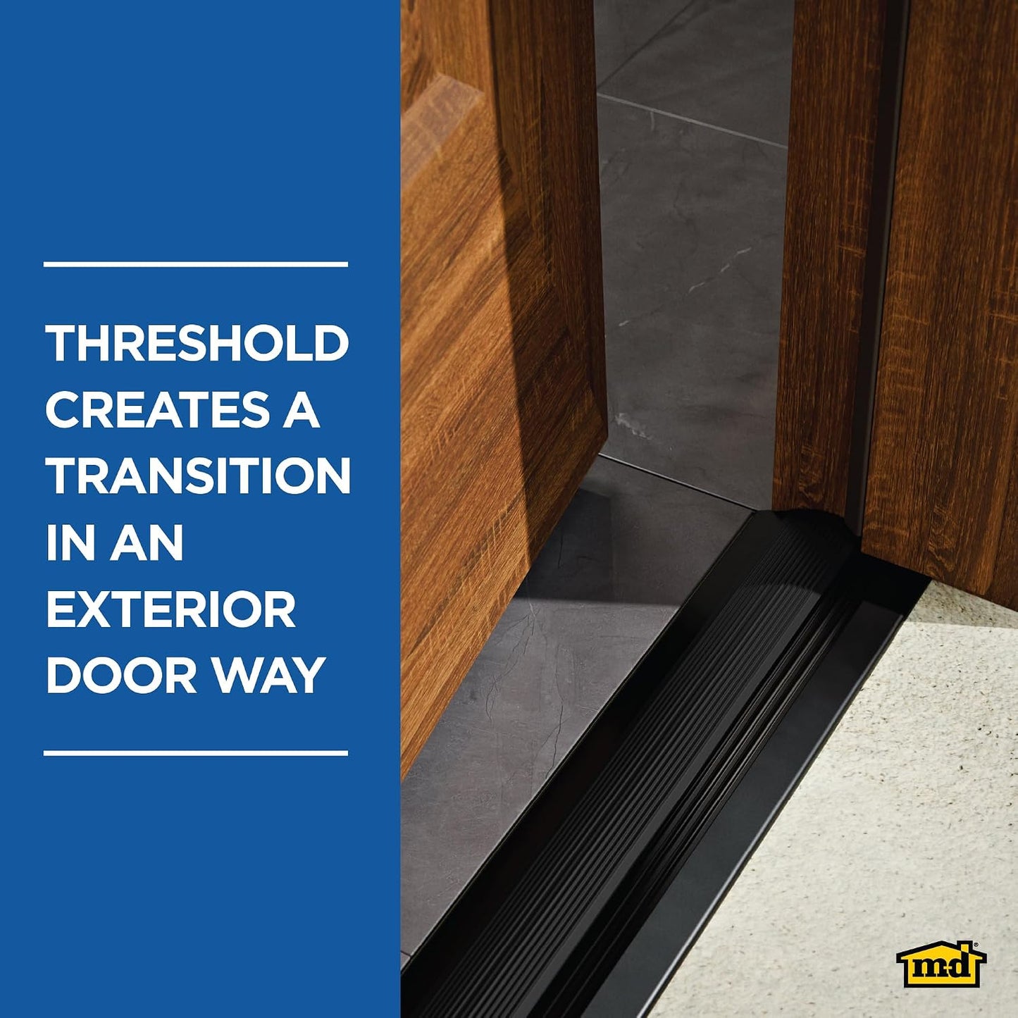 M-D Building Products 08102 3-3/4 in. x 3/4 in. x 36 in. Silver Aluminum and Vinyl Heavy-Duty Low-Profile Threshold