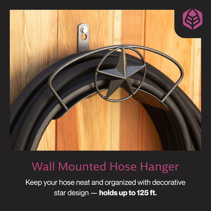 Yard Butler Heavy Duty Wall-Mounted Hose Hanger - Garden Hose Holder for Convenient Organization - Holds up to 125 Feet - Powder Coated Steel - Heavy Duty Bracing - Classic Design, Green