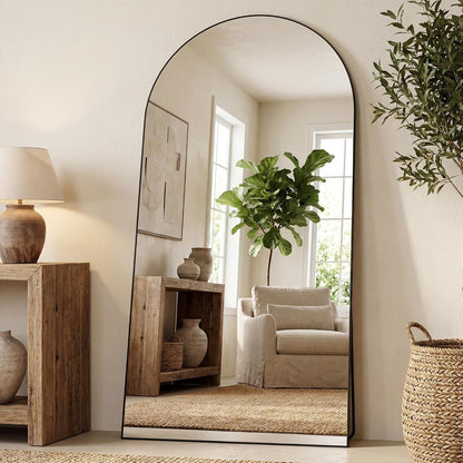 Antok 58" x19” Arched Full Length Floor Mirror, Gold Aluminum Frame, Free Standing/Wall Mount/Leaning for Bedroom, Living Room, Dressing Room