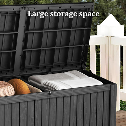 TARKARI 320 Gallon Lockable Resin Deck Box, Waterproof & UV-Resistant Outdoor Storage Box for Outdoor Cushion Storage, Garden Tools & Pool Accessories Storage, Black
