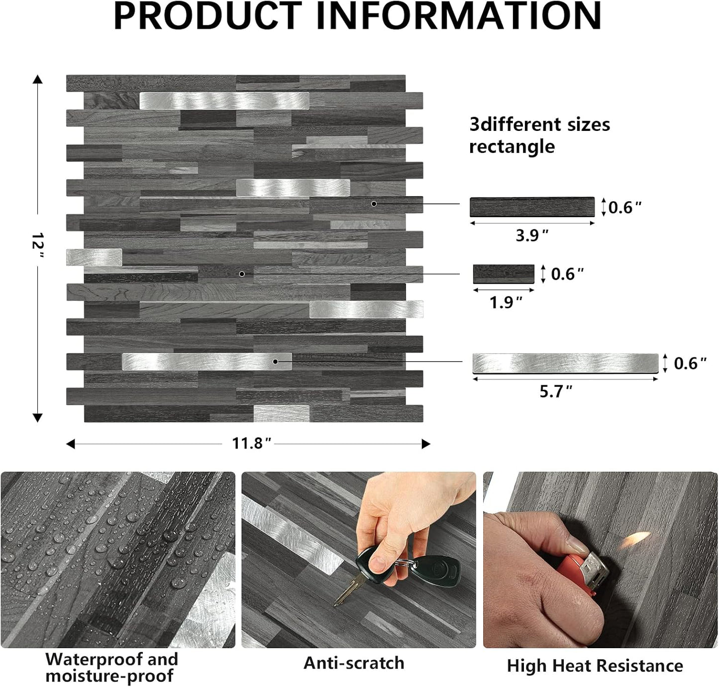 Midcard 10 Sheets Peel and Stick Backsplash PVC Wall Tile,for Kitchen Backsplash