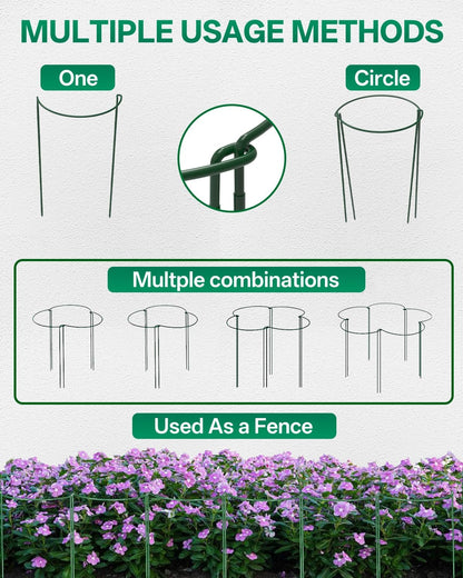 8 Pack 24 In Plant Support Stakes, Peony Cages And Supports with 15 Lables | Rust-proof Metal Plant Stakes, Adjustable Plant Supports For Outdoor Plants, Peony Cage, Flower Stakes for Plants，Hydrangea