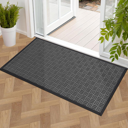 Mibao Front Door Mat, Heavy Duty Durable Welcome Mat for Outdoor Indoor, Dirt Trapper Waterproof Super Absorbent Door Mat for Entryway Outside Patio Porch, 29.5" x 17", Grey