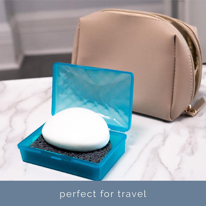 S&T INC. Bar Soap Holder for Kitchen, Bathroom, and Soap Dish, 4 Pack, White, 2.9 inches by 4.4 inches
