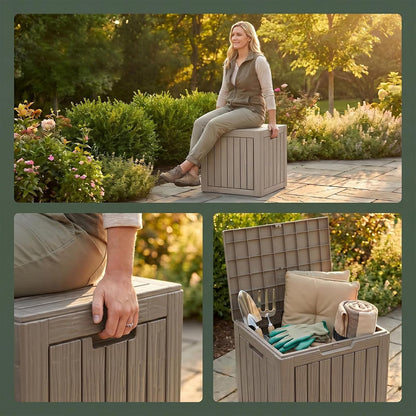 MAKINO 152 Gallon Resin Outdoor Storage Box, Waterproof Deck Box with Lockable Lid, Outside Storage Box for Patio Furniture, Pool Accessories, Garden Tools, Storage Bench for Backyard, Porch, Black