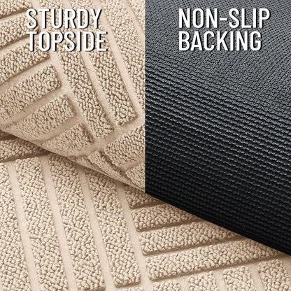 OLANLY Front Door Mat Outside Entrance 29.5x17, Absorbent, Heavy Duty Sturdy Natural Rubber Doormat Indoor Outdoor, Stain and Fade Resistant, Non-Slip Low Profile Floor Mat for Entryway, Grey Diamond