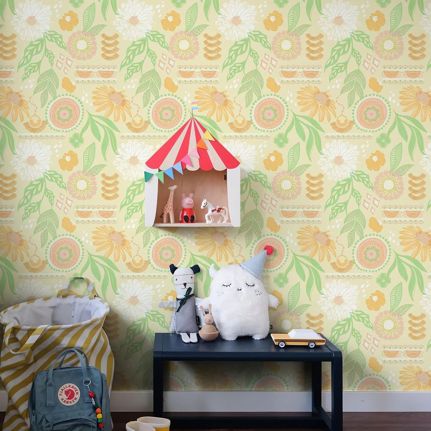 Simon&Siff Boho Peel and Stick Wallpaper, 17.3" x 80" Sun Floral Retro Contact Paper Removable Self Adhesive Wall Paper for Cabinets Furniture Bedroom Nursery Bathroom Renter Friendly DIY Decor
