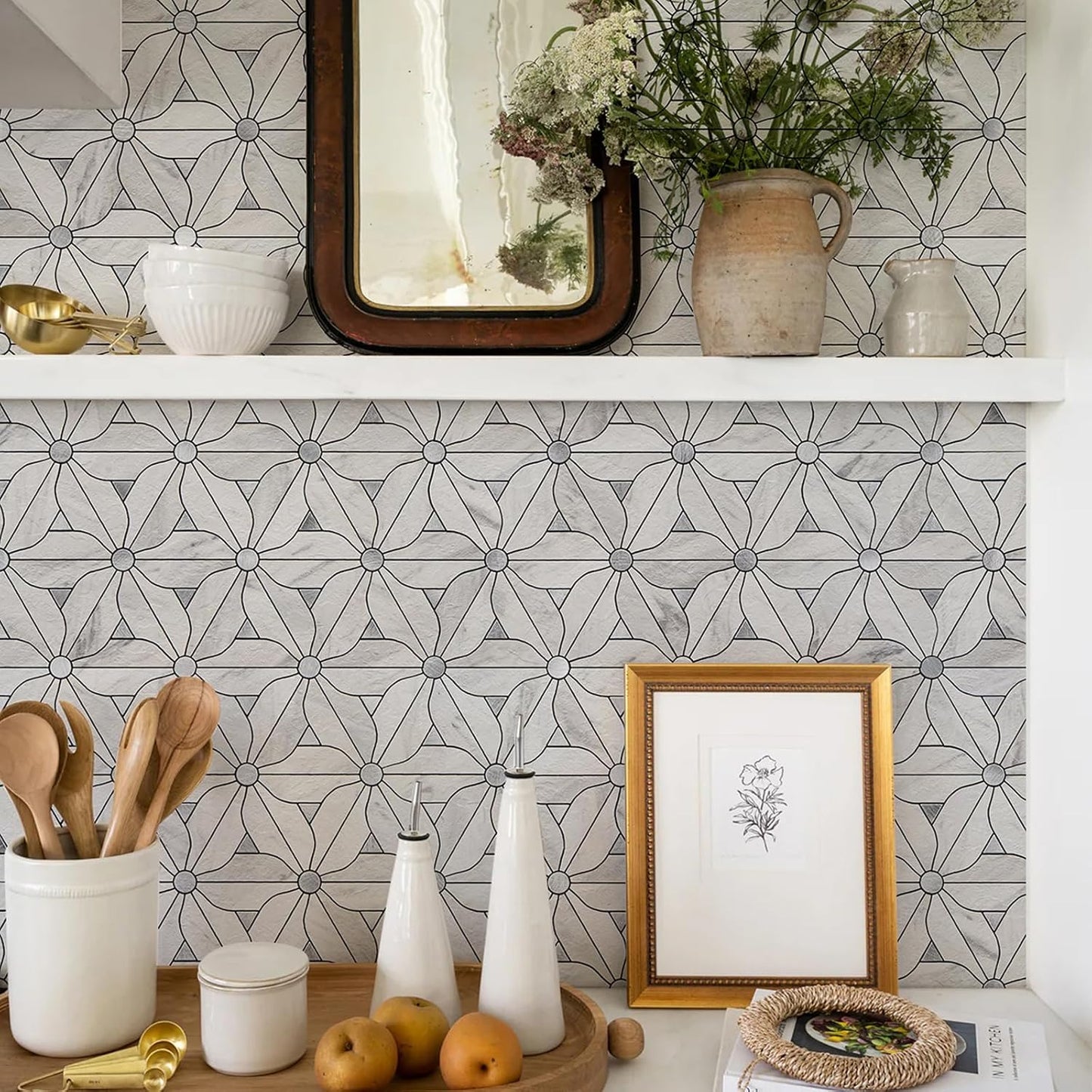 Peel and Stick Backsplash Tile, 10 Sheets Waterproof PVC Wall Tiles for Kitchen Bathroom, Thick Self Adhesive Stick on Backsplash, Covers 9.67 Sq.Ft