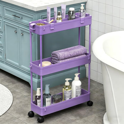 SPACELEAD Slim Storage Cart 3 Tier,Bathroom Organizer Rolling Utility,Mobile Shelving Unit Slide Out for Office, Kitchen, Laundry Room & Narrow Places，Green