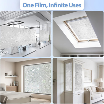 GTJ Frosted Window Privacy Film, Static Cling No Glue Removable Reusable, UV Blocking Glare & Heat Reduction, for Bathroom Glass Door Home Office, 17.5" x 78.7"in