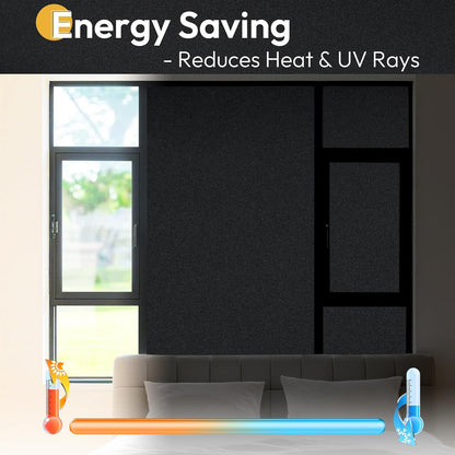 rabbitgoo Frosted Glass Window Privacy Film, No Glue, Anti-Glare Heat Blocking, Easy to Install, Renter Friendly Removable Opaque Bathroom Window Clings for Glass, 17.5" x 78.7"