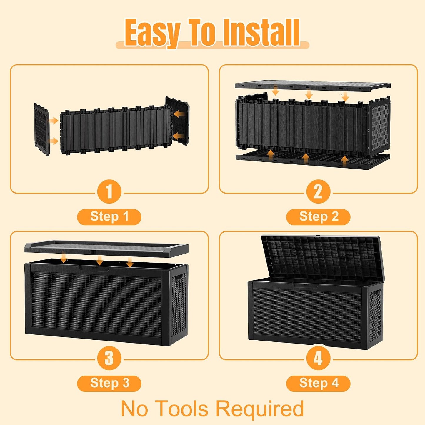 Outdoor Storage Box,38 Gallon Resin Deck Box,Waterproof & UV Resistant Lockable Package Delivery Bin,Toy Cabinet for Indoor & Outdoor