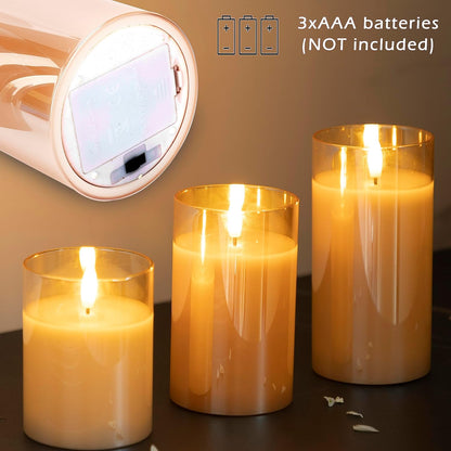 LUSHARBOR Flameless Candles with Remote, 3 Pack Battery Operated Candles Flickering Real Wax LED Fake Pillar Candles with Timer for Wedding Home Party, White