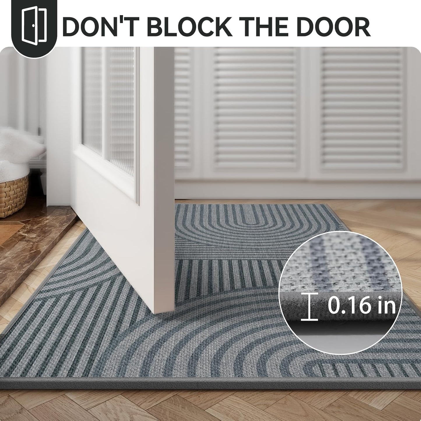 Front Door Mat 17''x30'', Absorbent Dirt Resist Washable Non Slip Low-Profile Indoor Doormat, Easy Clean Welcome Entryway Door Mats, Brown