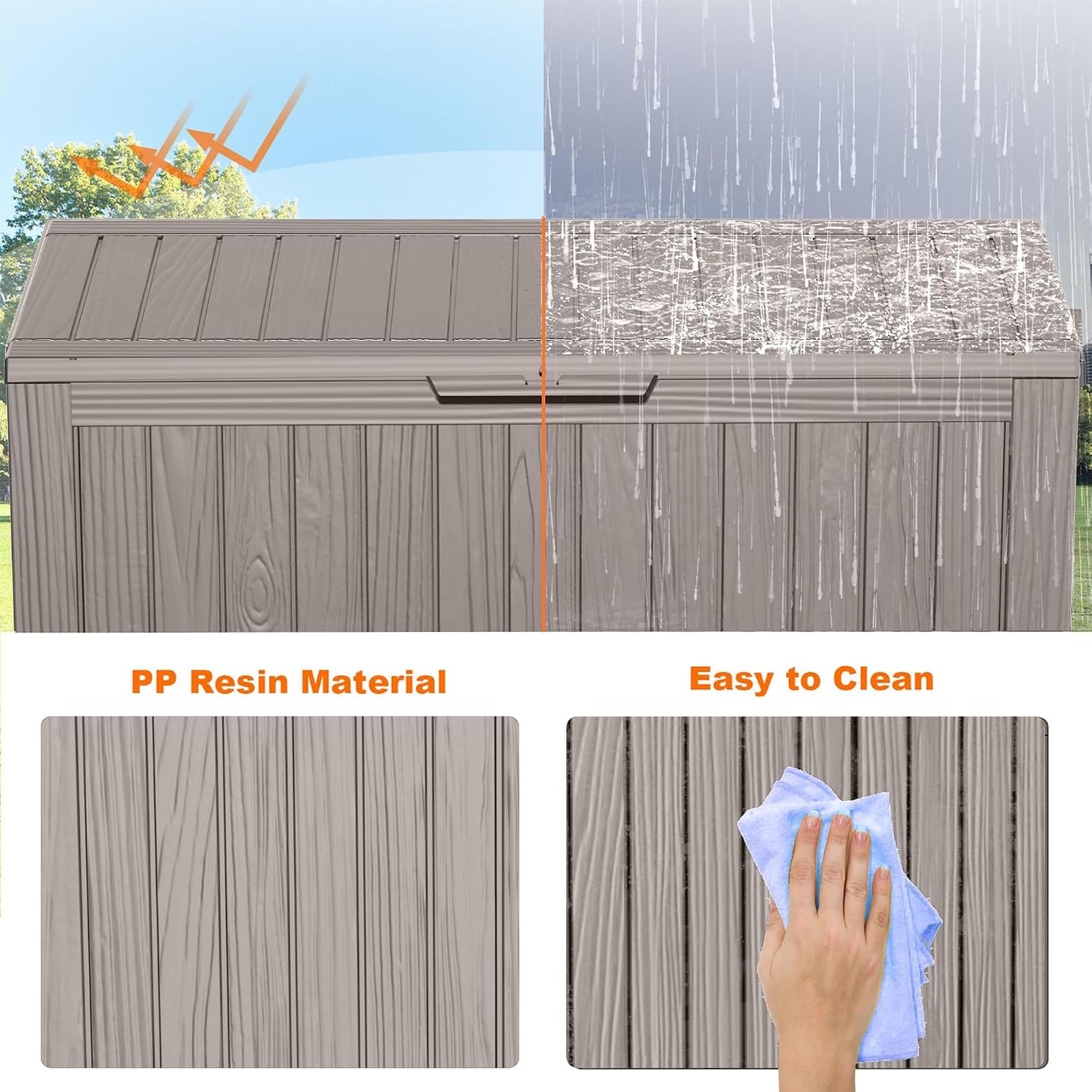 50Gal Outdoor Storage Box Anti-Theft Delivery Box Lockable Deck Box | Heavy-duty UV & weatherproof resin for secure parcel drop, patio cushion storage, garden tools & porch package organization