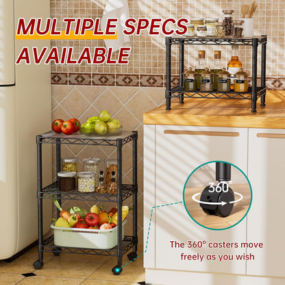 Golpart 4 Tier Adjustable Storage Shelves Metal Utility Shelf Wire Shelving Unit Organizer Rack for Home Kitchen Office Bathroom Pantry Room 12" D x 18" W x 44" H