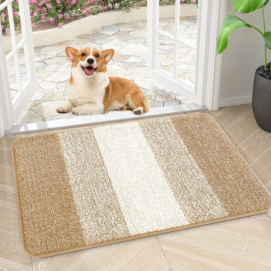 Kitinjoy Indoor Outdoor Door Mat, 32x20 Non-Slip Absorbent Dirt Trapper, Low-Profile Washable Inside Entrance Front Floor Mat, Sturdy Soft Entry Doormats for Entryway, Grey