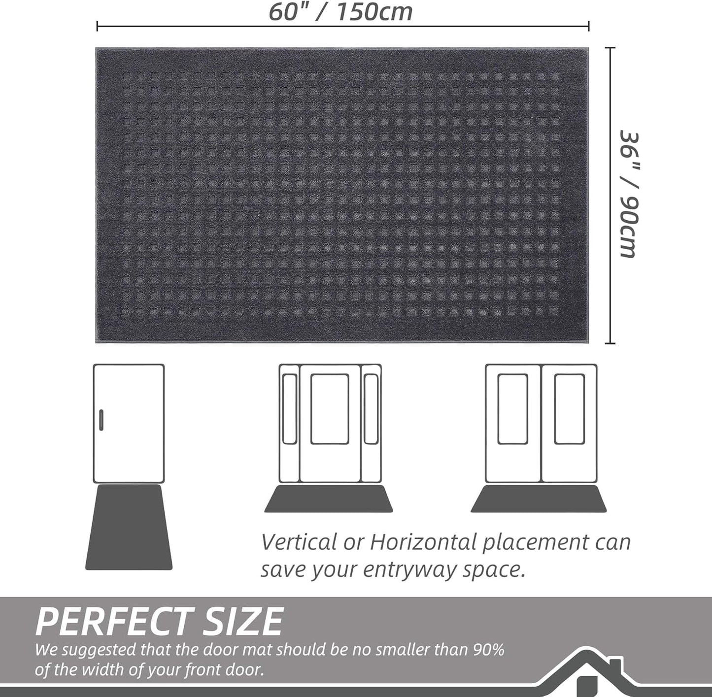 BEQHAUSE Dirt Trapper Door Mats 20"x32", Non-Slip Waffle Doormat Indoor Entrance Low-Profile, Dirt Resist and Absorbent Entryway Rugs Washable Inside Welcome Floor Mat for Front Back Door, Beige