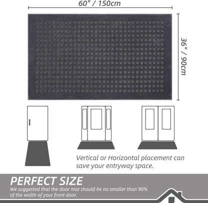 BEQHAUSE Dirt Trapper Door Mats 20"x32", Non-Slip Waffle Doormat Indoor Entrance Low-Profile, Dirt Resist and Absorbent Entryway Rugs Washable Inside Welcome Floor Mat for Front Back Door, Beige