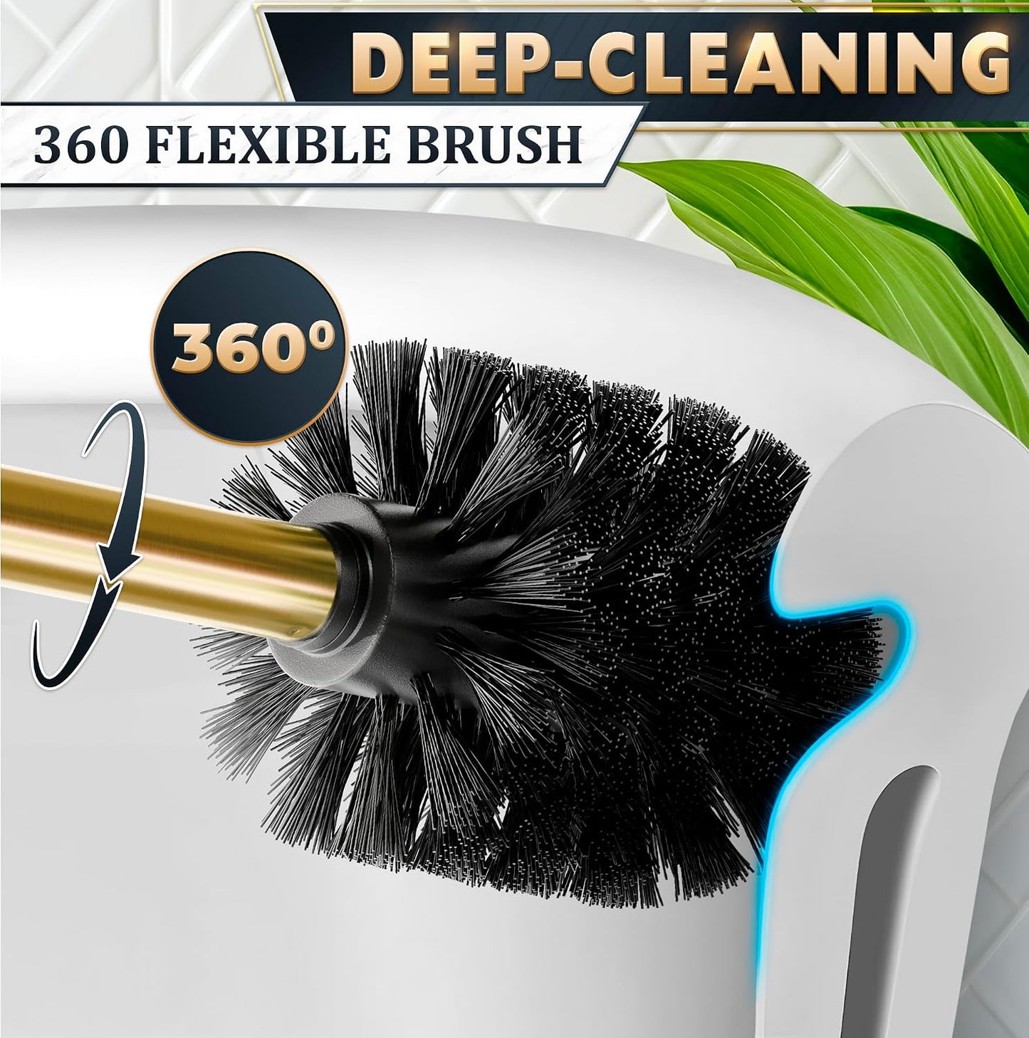 Black Toilet Brush and Holder Set - Slim Matte Design that Fits Anywhere - Stainless Steel Toilet Bowl Brush and Holder with 2 Rounded Corners, Replaceable Head, Removable Inner Bowl & Splash Guard