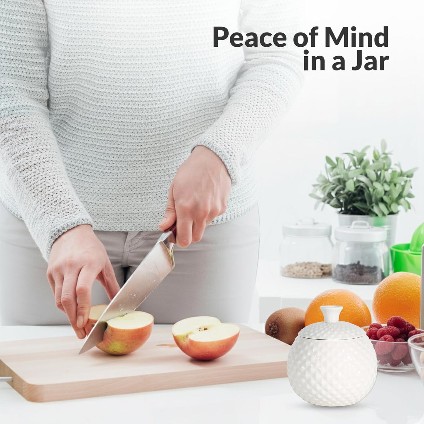 Elevated Lifestyle Fruit Fly Jar Trap - Decorative and Effective Ceramic Fruit Fly Catcher, Kid and Pet Friendly Fly Trap Indoor, Ideal for Kitchens, Restaurants, and Homes - (White)