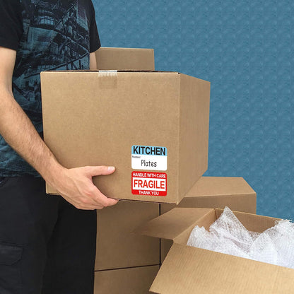 600 Count 3 x 2 Large Home Moving Packing Box Labels for 3-4 Bedroom House with Writable Notes Areas, 17 Color Coded Moving Labels for Boxes + Fragile Moving Stickers + Heavy and Blank Labels