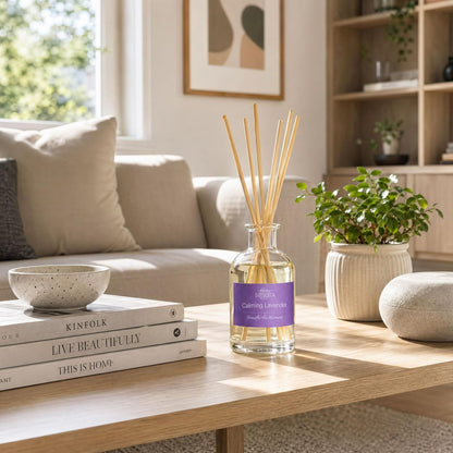 Natural Reed Diffuser Set, Fresh Lemon 3.52 oz (100ml) Scented Diffuser with Sticks Home Fragrance Reed Diffuser for Bathroom Shelf Decor, Ideal Gift for Woman