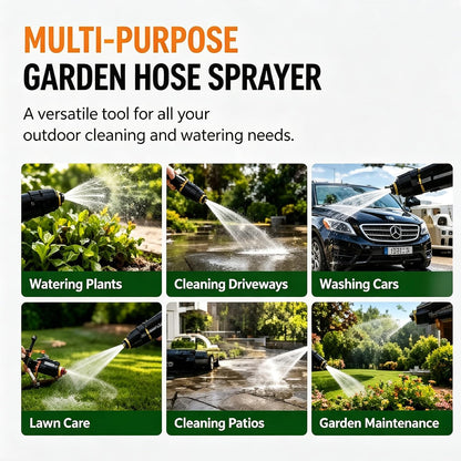 Heavy Duty Hose Nozzle, Adjustable High Pressure Water Hose Nozzle with Metal Garden Hose Sprayer, Leak-Proof Jet Spray Nozzle for Car Wash, Lawn, Garden Watering, Patio Cleaning