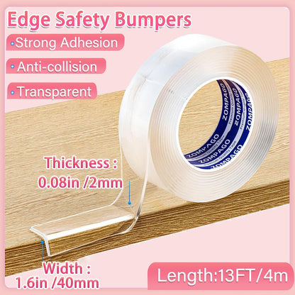 ZOMPAGO Baby Edge Protector Roll (6.56FT) & 8 Corner Guards - White Foam Furniture Corner Protectors - Baby Proof Corners and Edges for Table, Wall, Bed Frame - Baby Proofing Safety Bumpers
