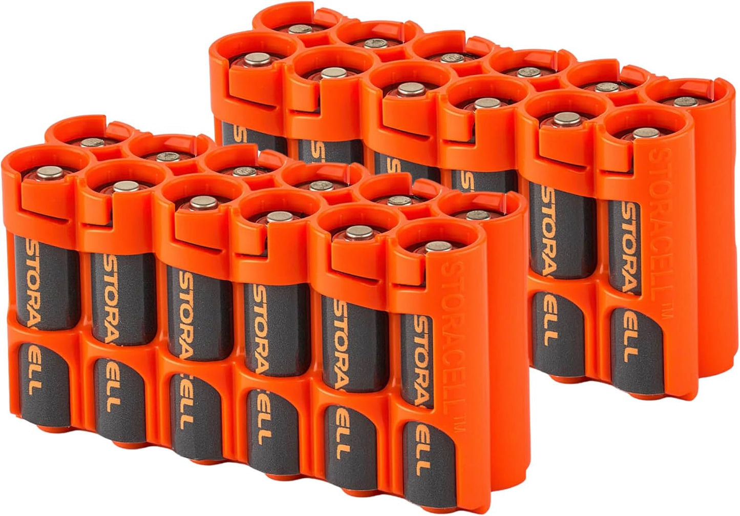 AA Battery Storage Caddy by Storacell, Orange, Holds 12 Batteries (Not included)